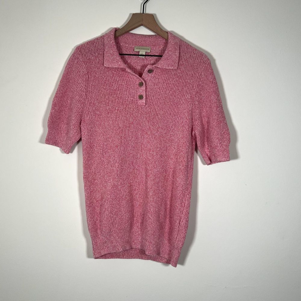 Appleseeds Womens Size Large Pink Pullover Linen Sweater Comfy Feminine
